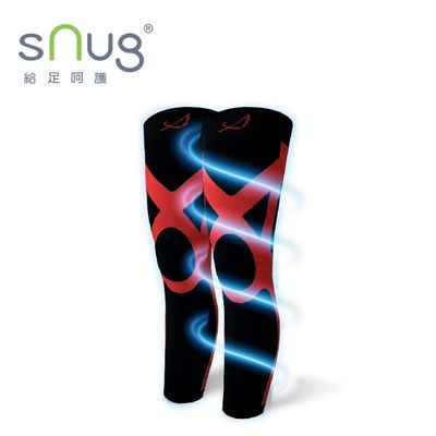 【sNug】健康振頻運動壓縮全腿套(黑紅) 漸進加壓/保護膝蓋/穩定支撐/疲勞恢復/預防鐵腿